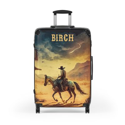 Custom Retro Western Suitcase - A personalized travel companion blending vintage aesthetics with modern functionality.