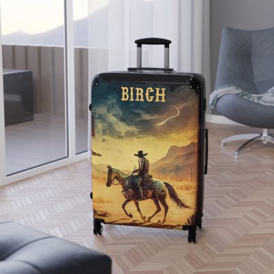 Custom Retro Western Suitcase - A personalized travel companion blending vintage aesthetics with modern functionality.