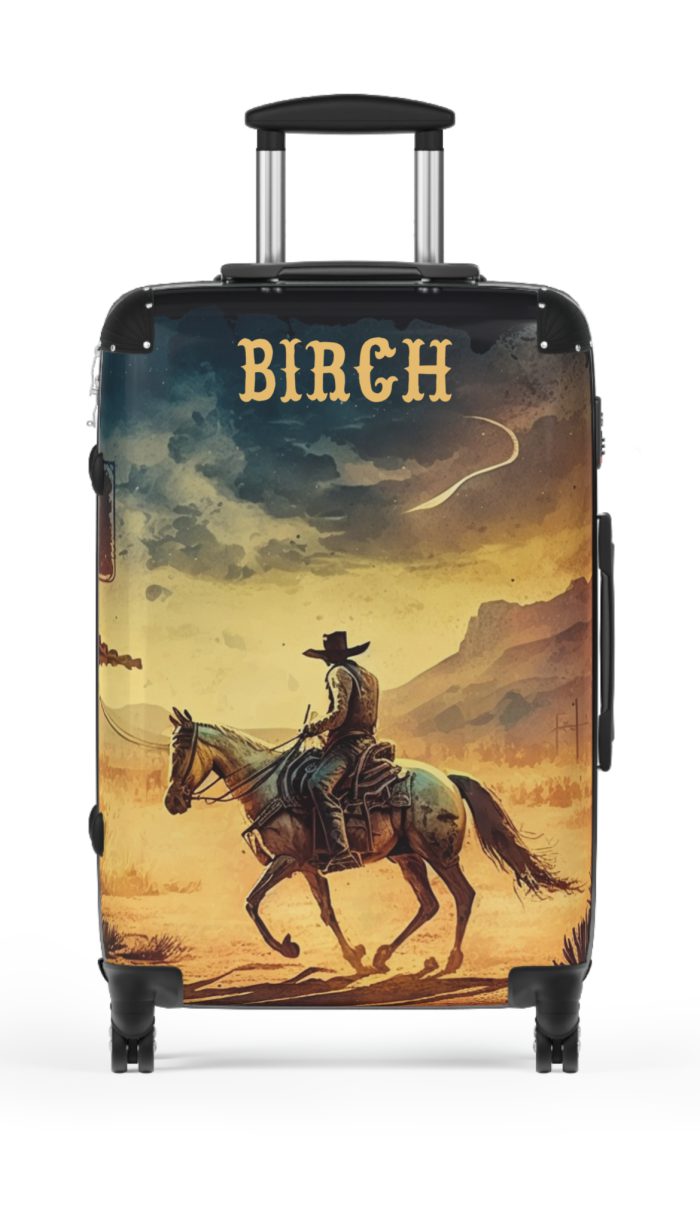 Custom Retro Western Suitcase - A personalized travel companion blending vintage aesthetics with modern functionality.