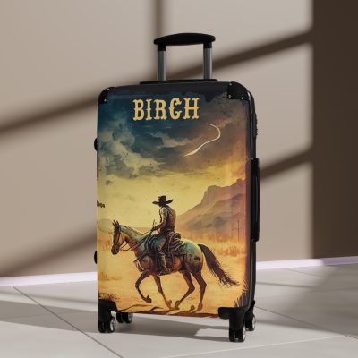 Custom Retro Western Suitcase - A personalized travel companion blending vintage aesthetics with modern functionality.