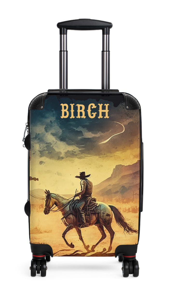 Custom Retro Western Suitcase - A personalized travel companion blending vintage aesthetics with modern functionality.