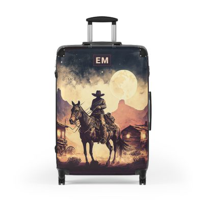 Custom Retro Western Suitcase - A personalized travel companion blending vintage aesthetics with modern functionality.