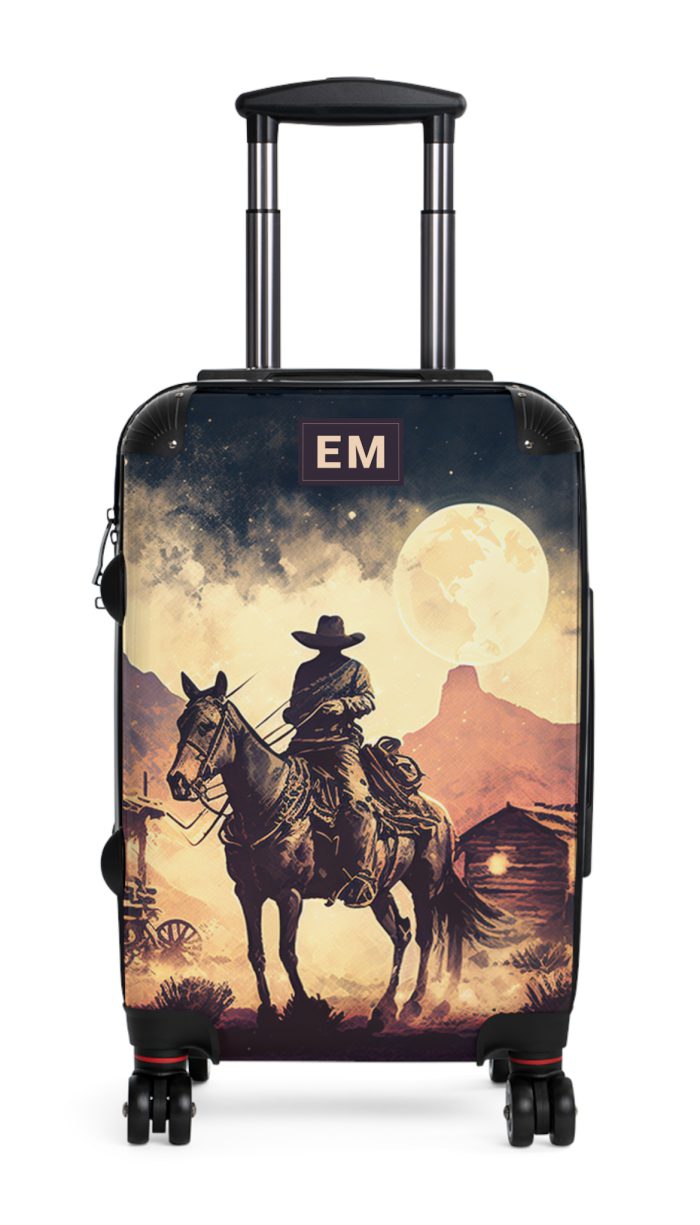Custom Retro Western Suitcase - A personalized travel companion blending vintage aesthetics with modern functionality.