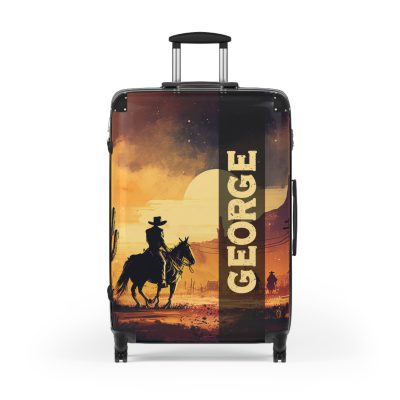 Custom Retro Western Suitcase - A personalized travel companion blending vintage aesthetics with modern functionality.