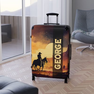 Custom Retro Western Suitcase - A personalized travel companion blending vintage aesthetics with modern functionality.