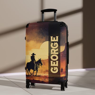 Custom Retro Western Suitcase - A personalized travel companion blending vintage aesthetics with modern functionality.