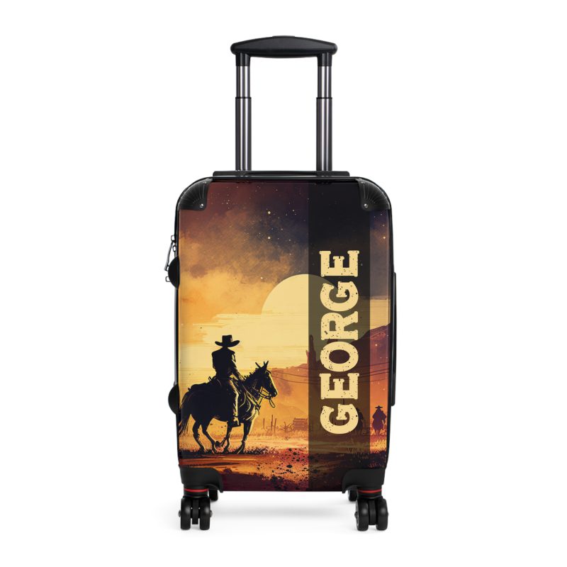 Custom Retro Western Suitcase - A personalized travel companion blending vintage aesthetics with modern functionality.