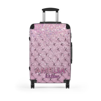 Custom Glitter Suitcase - A personalized travel essential that sparkles with individuality.