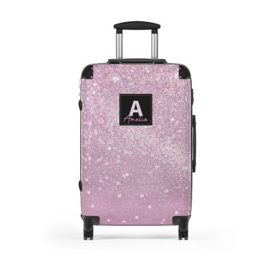 Custom Glitter Suitcase - A personalized travel essential that sparkles with individuality.