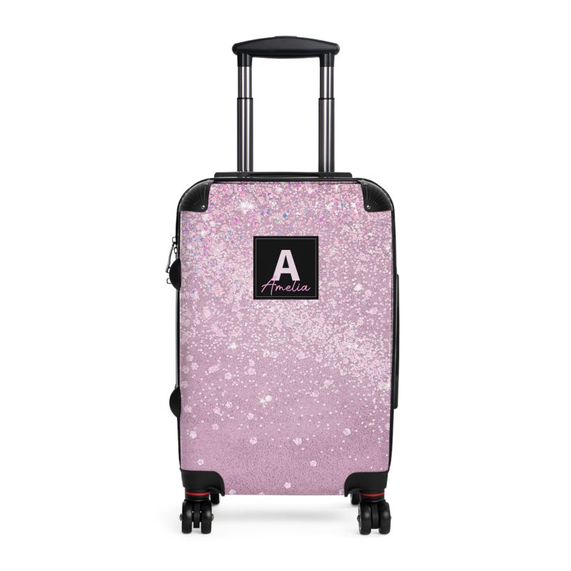 Custom Glitter Suitcase - A personalized travel essential that sparkles with individuality.