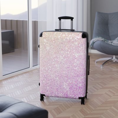 Pastel Glitter Suitcase - A dreamy and stylish travel companion with a touch of enchanting sparkle.