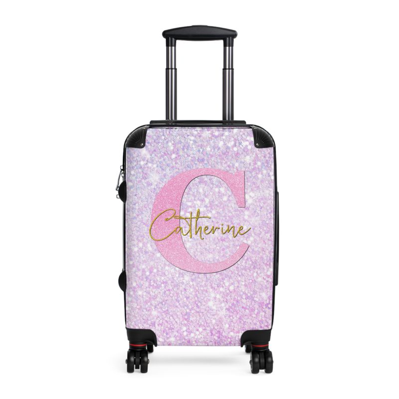 Custom Pastel Glitter Suitcase - A unique and personalized travel companion with a dreamy pastel and glitter design.