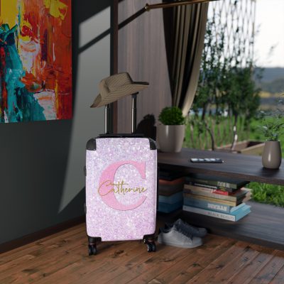 Custom Pastel Glitter Suitcase - A unique and personalized travel companion with a dreamy pastel and glitter design.