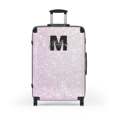 Custom Pastel Glitter Suitcase - A unique and personalized travel companion with a dreamy pastel and glitter design.