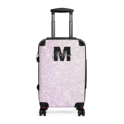 Custom Pastel Glitter Suitcase - A unique and personalized travel companion with a dreamy pastel and glitter design.