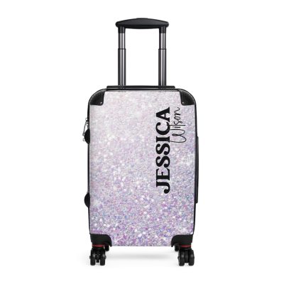 Custom Pastel Glitter Suitcase - A unique and personalized travel companion with a dreamy pastel and glitter design.