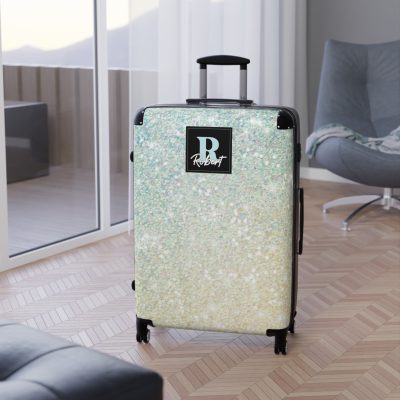 Custom Pastel Glitter Suitcase - A unique and personalized travel companion with a dreamy pastel and glitter design.