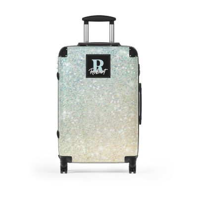 Custom Pastel Glitter Suitcase - A unique and personalized travel companion with a dreamy pastel and glitter design.