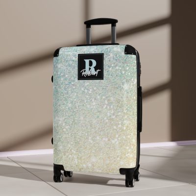 Custom Pastel Glitter Suitcase - A unique and personalized travel companion with a dreamy pastel and glitter design.