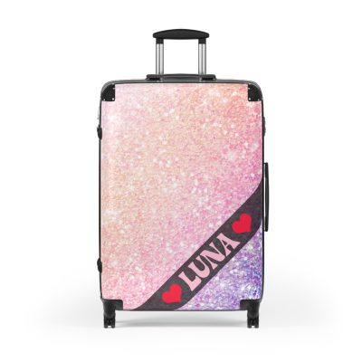 Custom Pastel Glitter Suitcase - A unique and personalized travel companion with a dreamy pastel and glitter design.