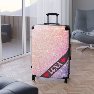 Custom Pastel Glitter Suitcase - A unique and personalized travel companion with a dreamy pastel and glitter design.