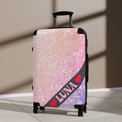 Custom Pastel Glitter Suitcase - A unique and personalized travel companion with a dreamy pastel and glitter design.