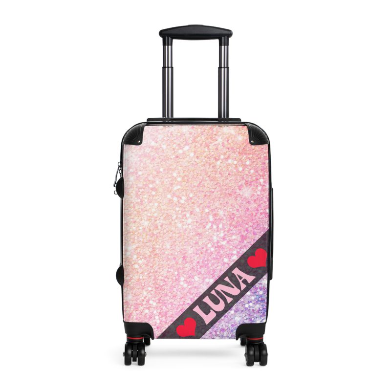 Custom Pastel Glitter Suitcase - A unique and personalized travel companion with a dreamy pastel and glitter design.