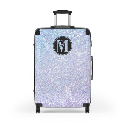 Custom Pastel Glitter Suitcase - A unique and personalized travel companion with a dreamy pastel and glitter design.