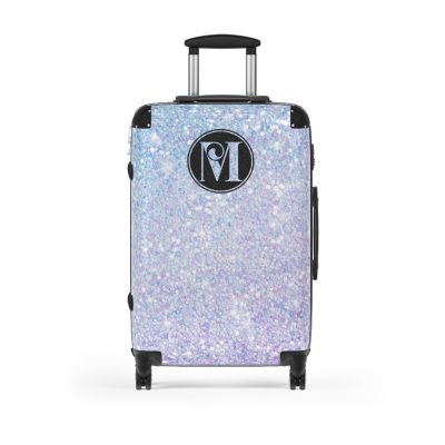 Custom Pastel Glitter Suitcase - A unique and personalized travel companion with a dreamy pastel and glitter design.