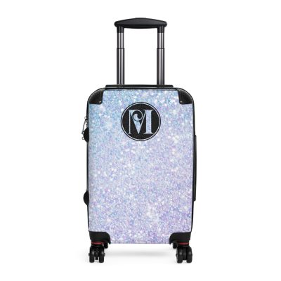 Custom Pastel Glitter Suitcase - A unique and personalized travel companion with a dreamy pastel and glitter design.