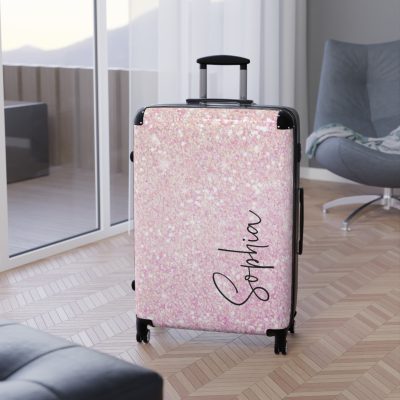 Custom Pastel Glitter Suitcase - A unique and personalized travel companion with a dreamy pastel and glitter design.