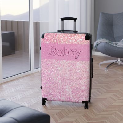 Custom Pastel Glitter Suitcase - A unique and personalized travel companion with a dreamy pastel and glitter design.