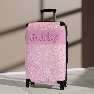 Custom Pastel Glitter Suitcase - A unique and personalized travel companion with a dreamy pastel and glitter design.