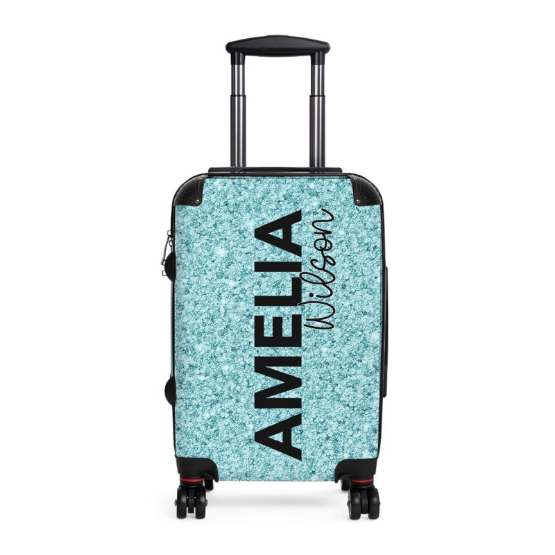 Custom Glitter Suitcase - A personalized travel essential that sparkles with individuality.