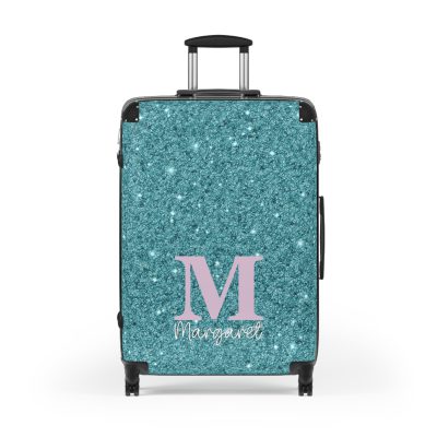 Custom Glitter Suitcase - A personalized travel essential that sparkles with individuality.