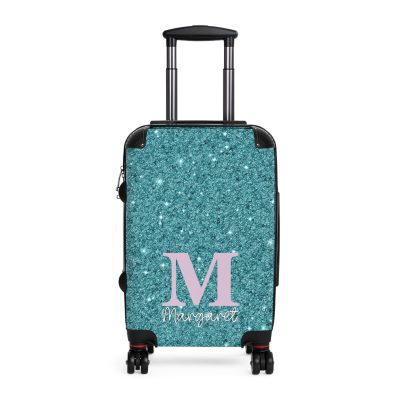 Custom Glitter Suitcase - A personalized travel essential that sparkles with individuality.