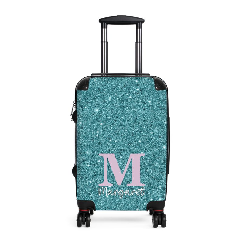 Custom Glitter Suitcase - A personalized travel essential that sparkles with individuality.