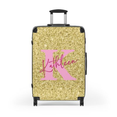 Custom Glitter Suitcase - A personalized travel essential that sparkles with individuality.