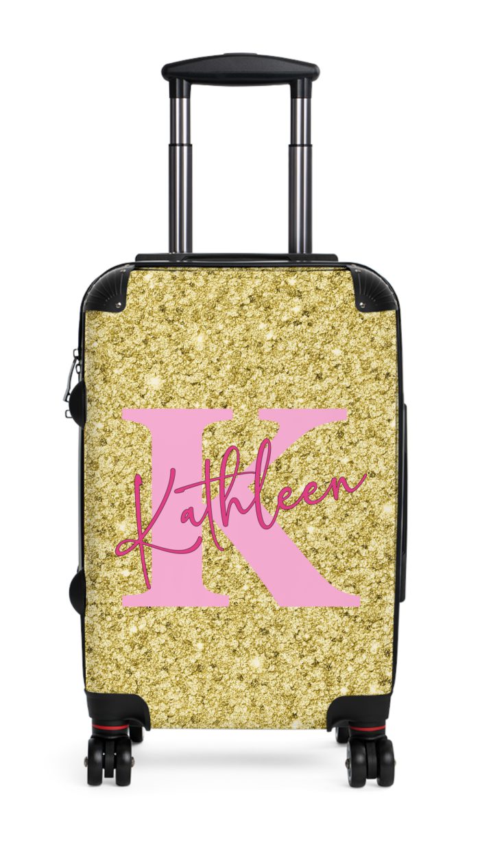 Custom Glitter Suitcase - A personalized travel essential that sparkles with individuality.