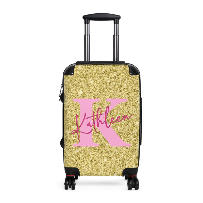 Custom Glitter Suitcase - A personalized travel essential that sparkles with individuality.