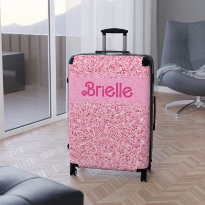 Custom Glitter Suitcase - A personalized travel essential that sparkles with individuality.