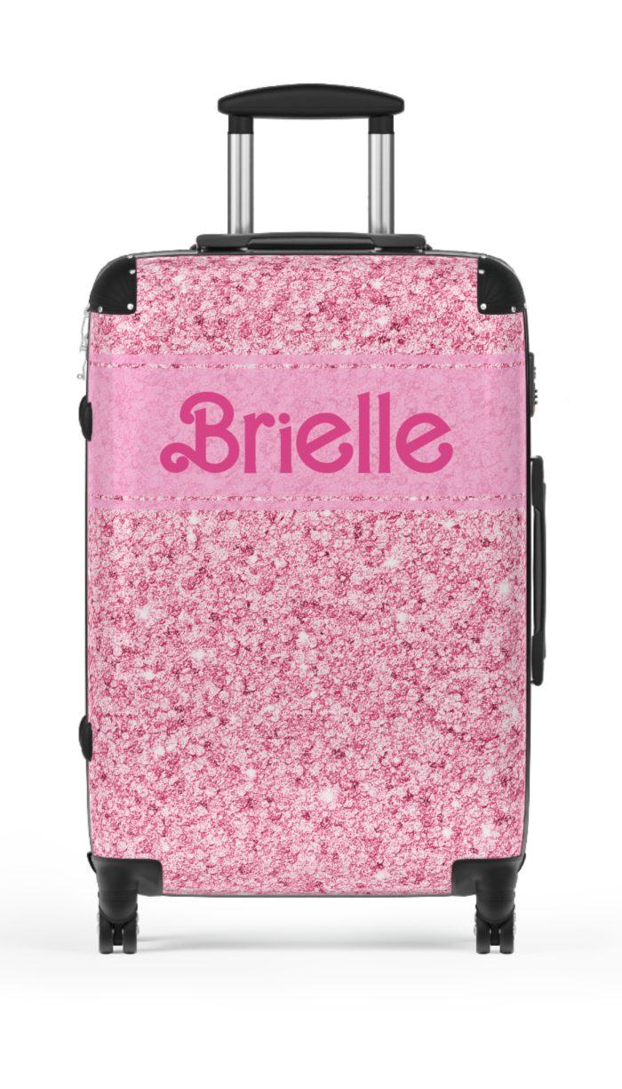 Custom Glitter Suitcase - A personalized travel essential that sparkles with individuality.