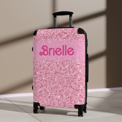 Custom Glitter Suitcase - A personalized travel essential that sparkles with individuality.