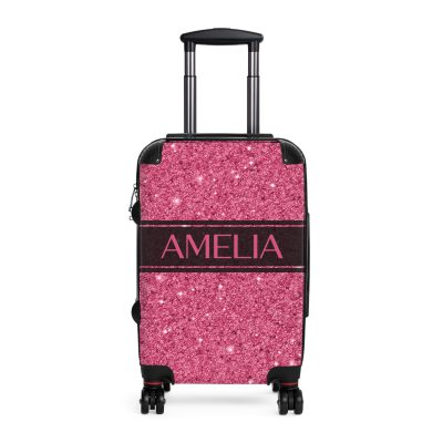 Custom Glitter Suitcase - A personalized travel essential that sparkles with individuality.