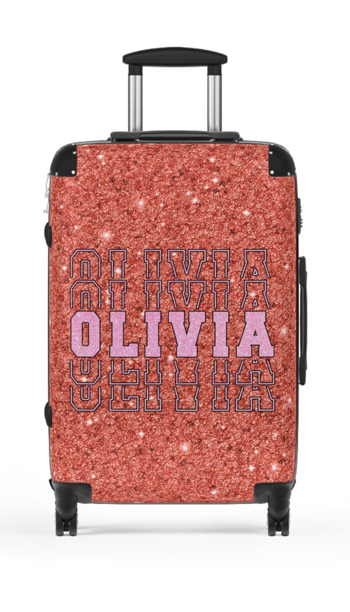 Custom Glitter Suitcase - A personalized travel essential that sparkles with individuality.