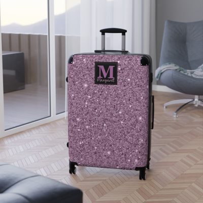 Custom Glitter Suitcase - A personalized travel essential that sparkles with individuality.