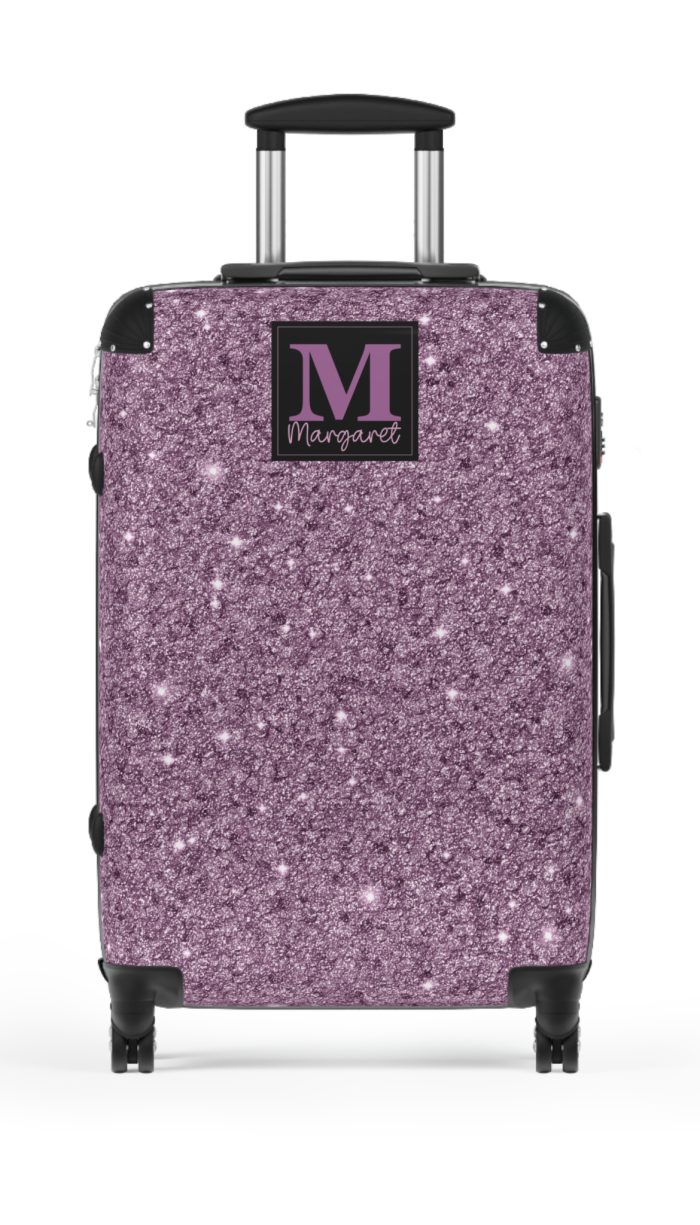 Custom Glitter Suitcase - A personalized travel essential that sparkles with individuality.