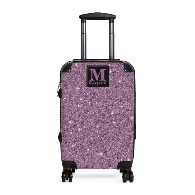 Custom Glitter Suitcase - A personalized travel essential that sparkles with individuality.