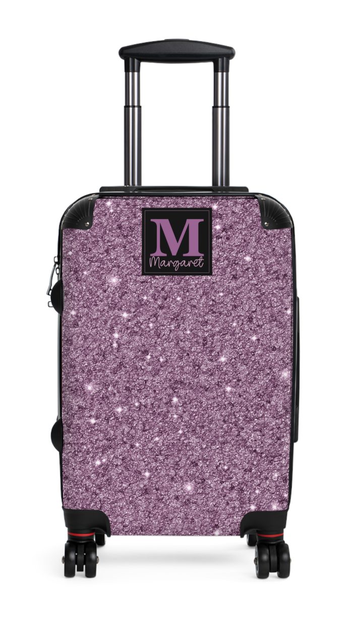 Custom Glitter Suitcase - A personalized travel essential that sparkles with individuality.