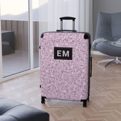 Custom Glitter Suitcase - A personalized travel essential that sparkles with individuality.